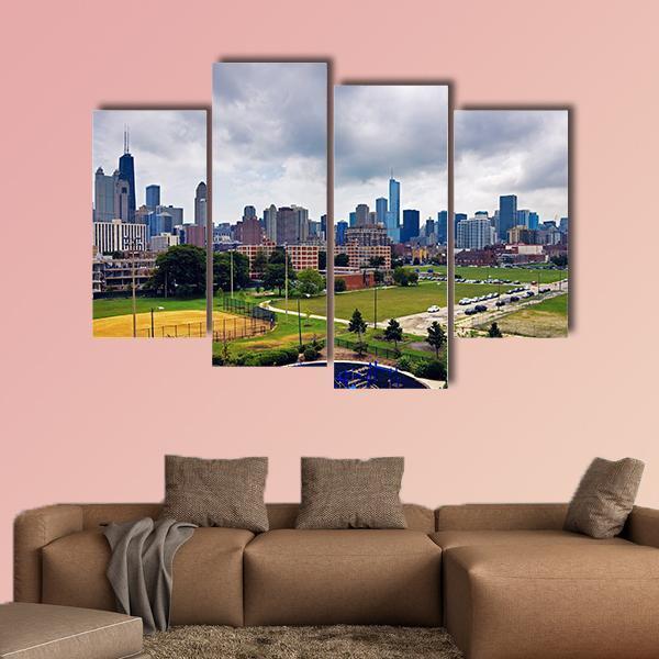 Cloudy Day In Chicago Canvas Wall Art-4 Pop-Gallery Wrap-50" x 32"-Tiaracle