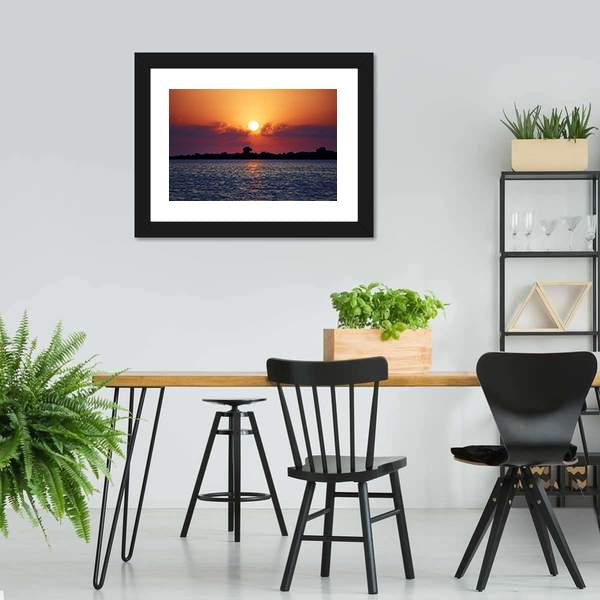 Cloudy Sunset On Lake Canvas Wall Art-3 Horizontal-Gallery Wrap-25" x 16"-Tiaracle