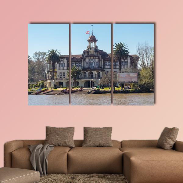 Boat Club In Argentina Canvas Wall Art-3 Horizontal-Gallery Wrap-25" x 16"-Tiaracle