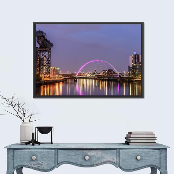 Clyde Arc Bridge Glasgow Canvas Wall Art-1 Piece-Floating Frame-24" x 16"-Tiaracle