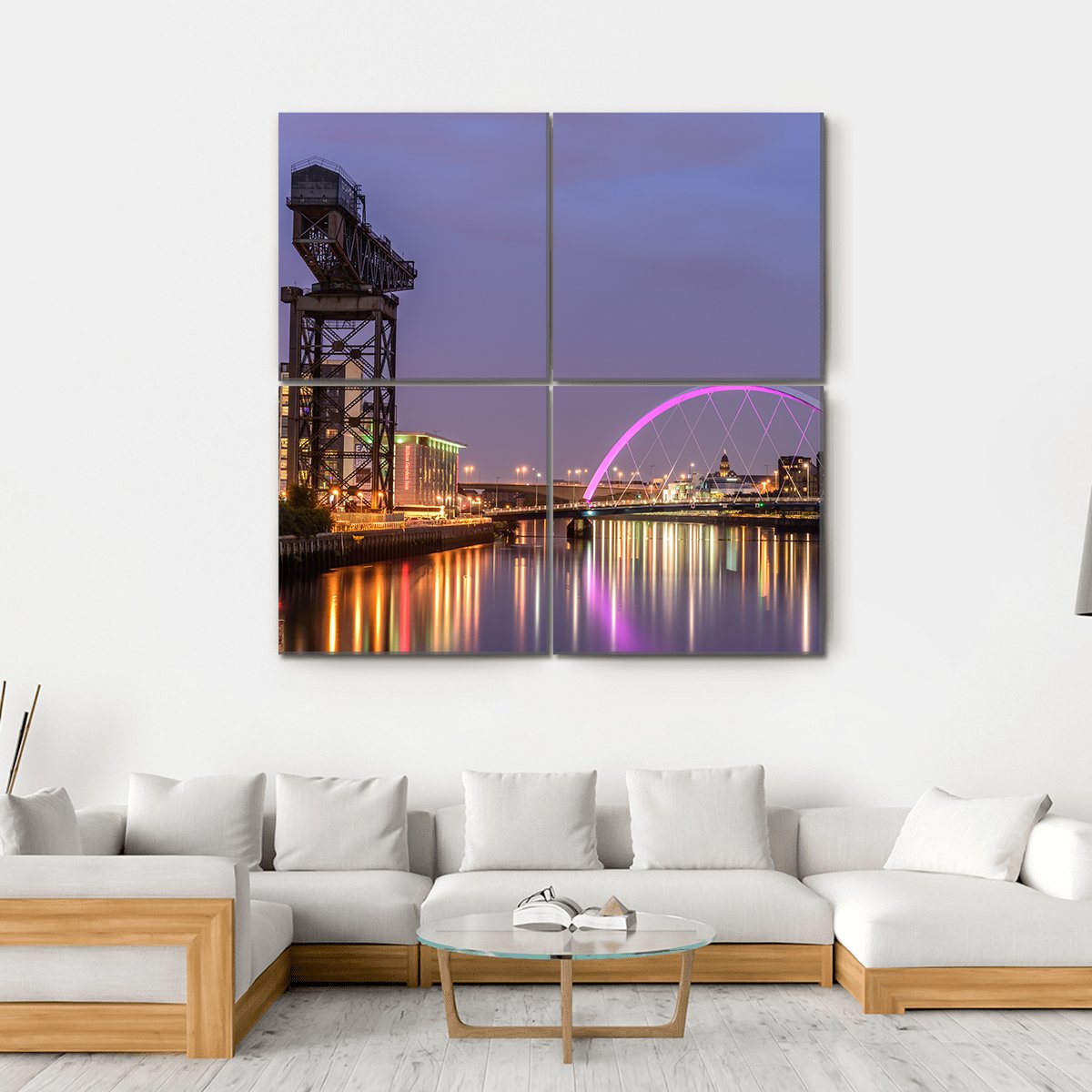 Clyde Arc Bridge Glasgow Canvas Wall Art-4 Square-Gallery Wrap-17" x 17"-Tiaracle