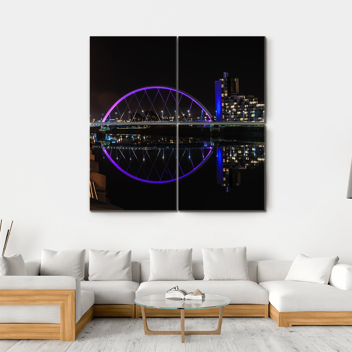 Clyde Arc Bridge Canvas Wall Art-4 Square-Gallery Wrap-17" x 17"-Tiaracle