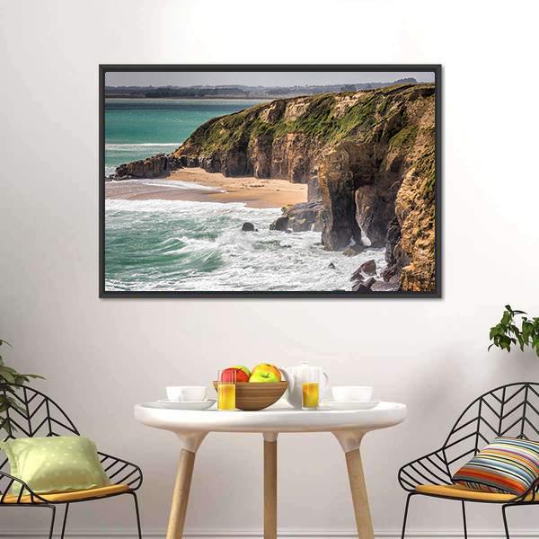 Coast In New Zealand Canvas Wall Art-1 Piece-Floating Frame-24" x 16"-Tiaracle