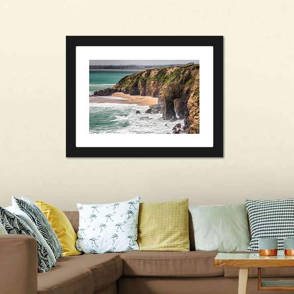 Coast In New Zealand Canvas Wall Art-1 Piece-Framed Print-20" x 16"-Tiaracle