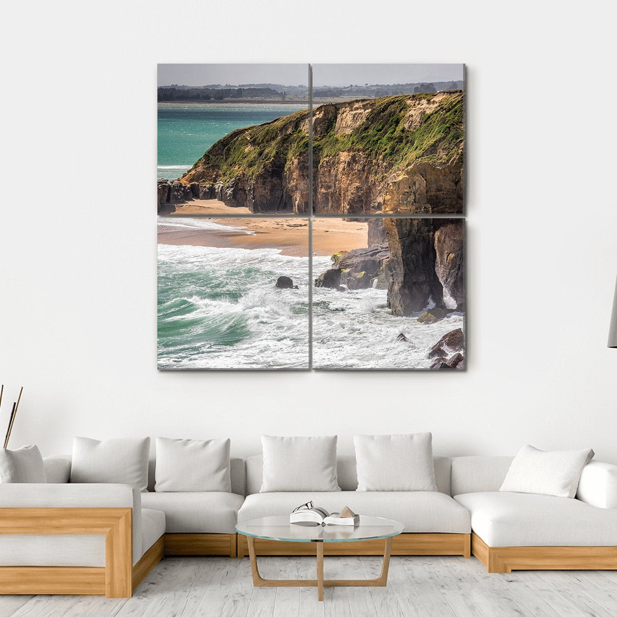 Coast In New Zealand Canvas Wall Art-4 Square-Gallery Wrap-17" x 17"-Tiaracle