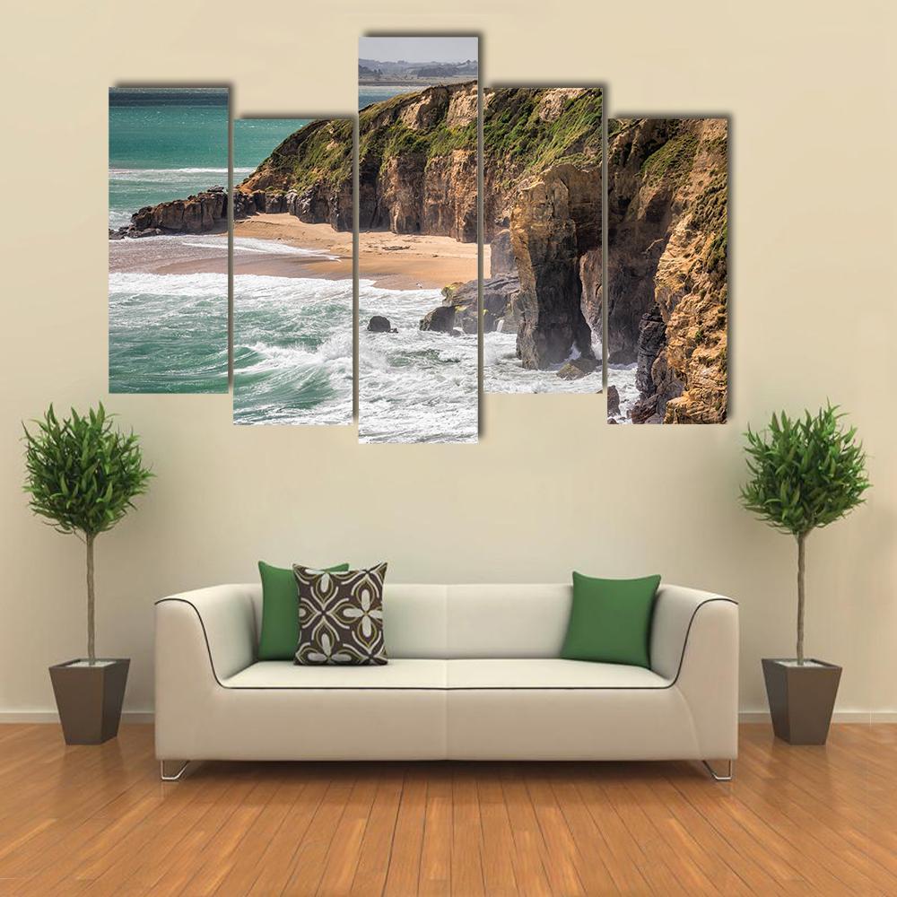 Coast In New Zealand Canvas Wall Art-5 Pop-Gallery Wrap-47" x 32"-Tiaracle