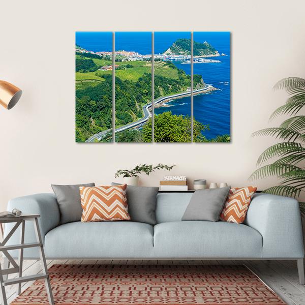 Coast Of Basque Country Canvas Wall Art-4 Horizontal-Gallery Wrap-34" x 24"-Tiaracle