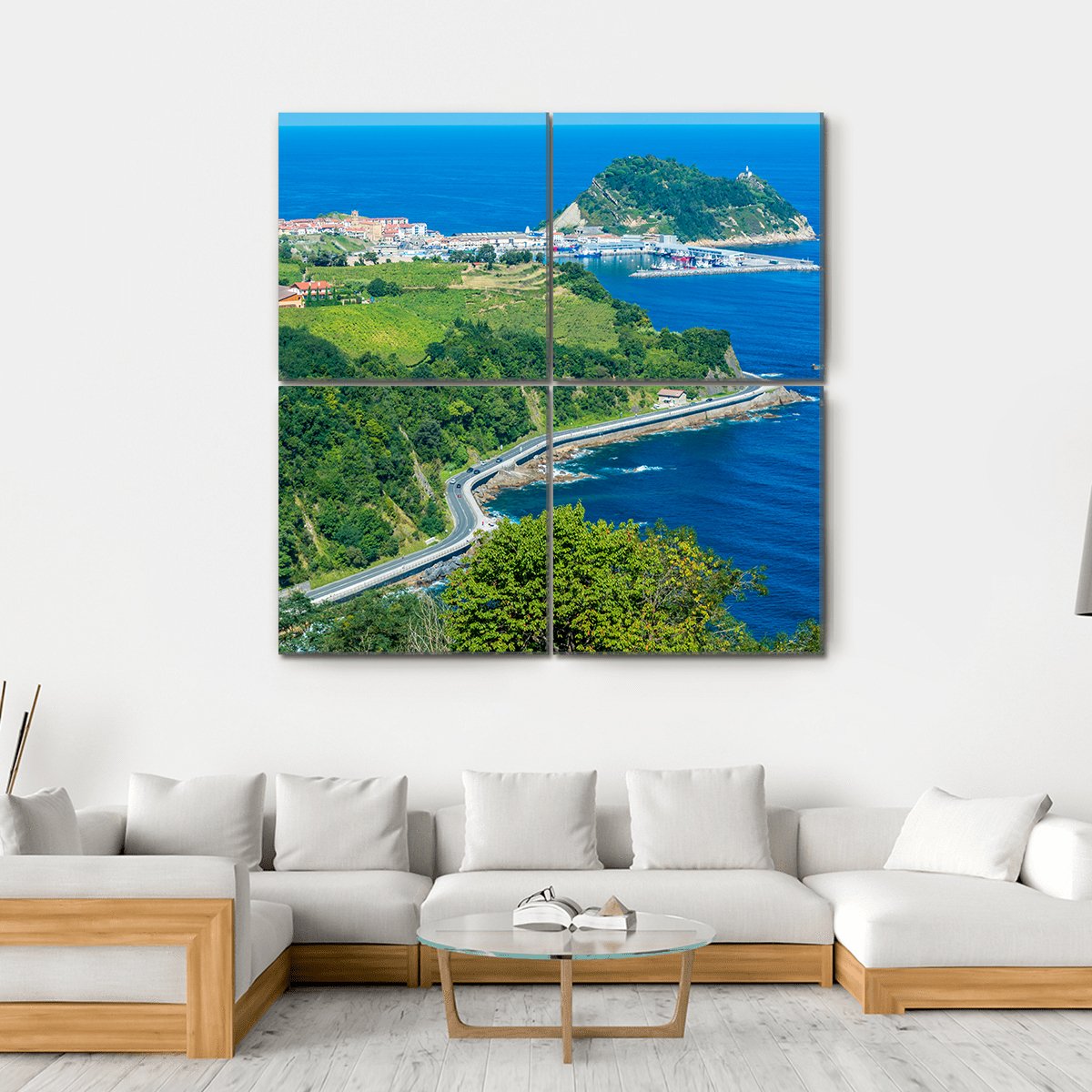 Coast Of Basque Country Canvas Wall Art-4 Square-Gallery Wrap-17" x 17"-Tiaracle