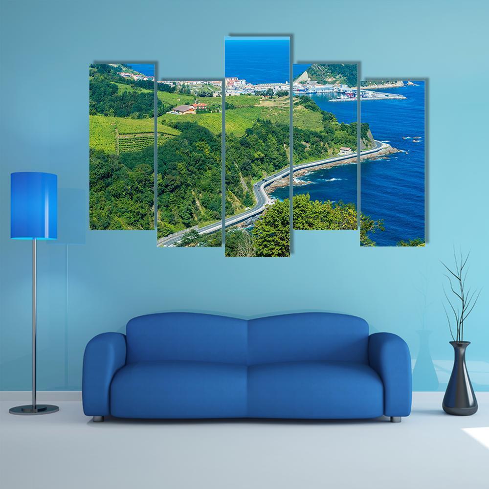 Coast Of Basque Country Canvas Wall Art-5 Pop-Gallery Wrap-47" x 32"-Tiaracle