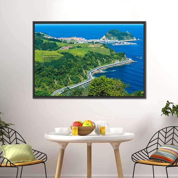Coast Of Basque Country Canvas Wall Art-1 Piece-Floating Frame-24" x 16"-Tiaracle