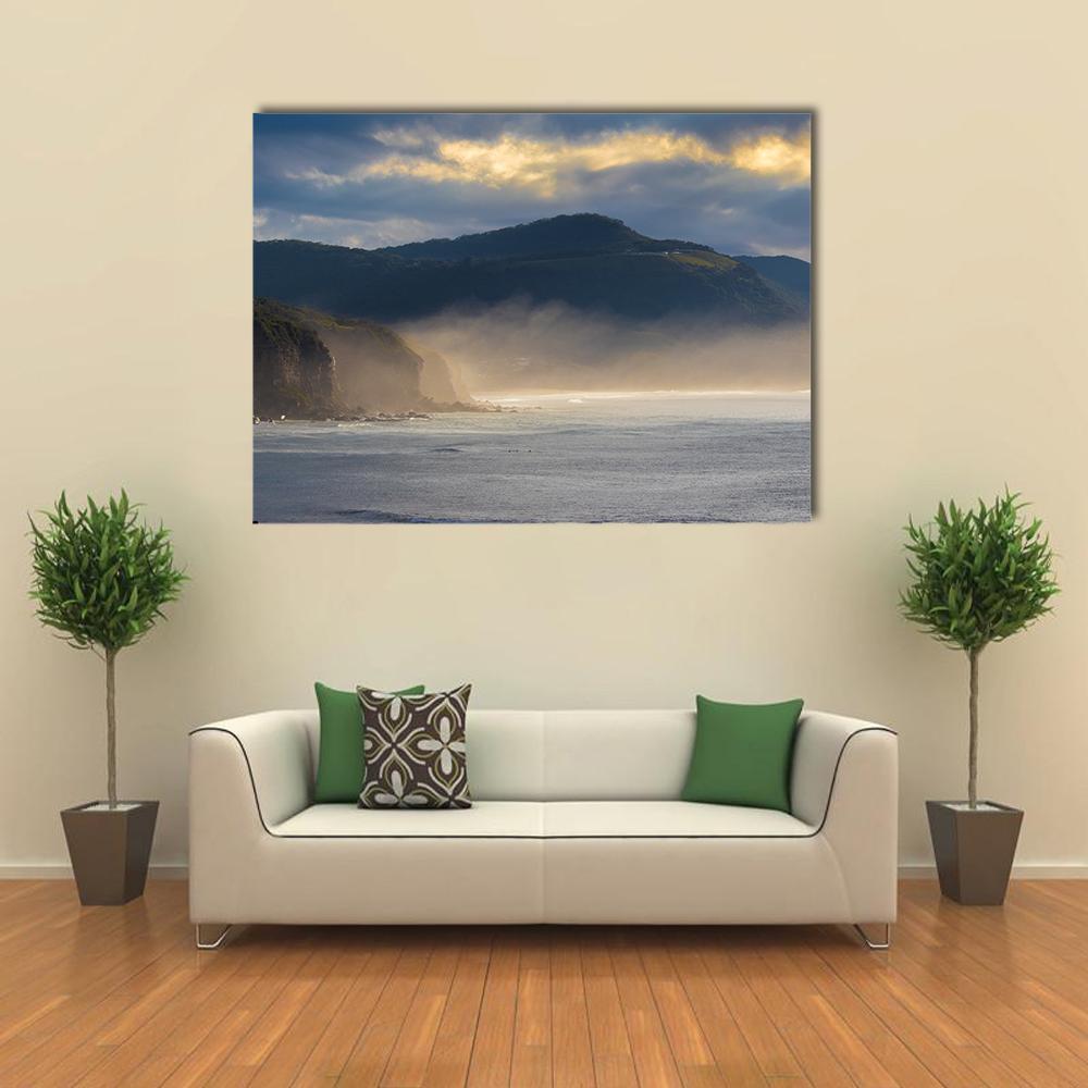 Coast Of Coal Cliff Canvas Wall Art-1 Piece-Gallery Wrap-48" x 32"-Tiaracle