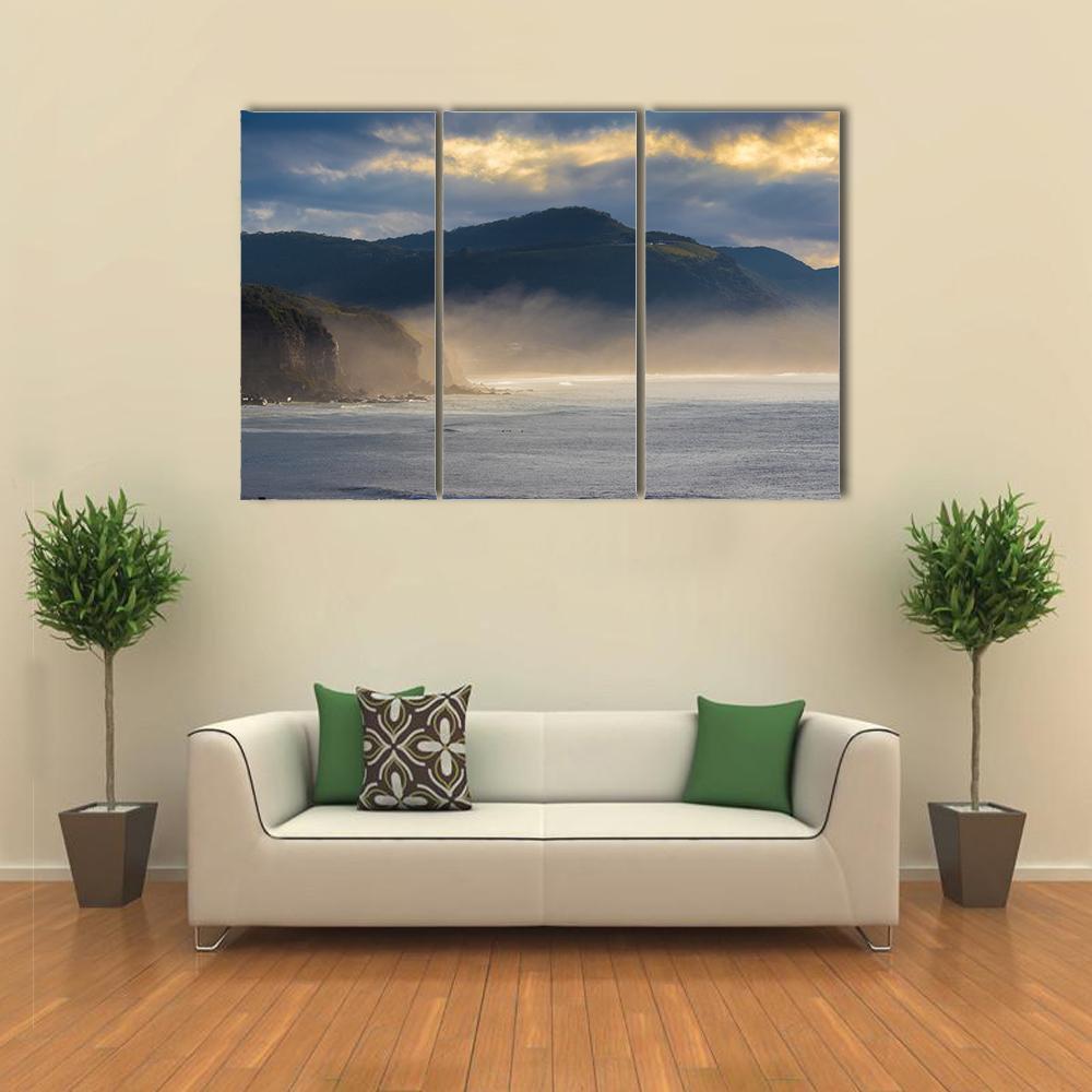 Coast Of Coal Cliff Canvas Wall Art-3 Horizontal-Gallery Wrap-37" x 24"-Tiaracle