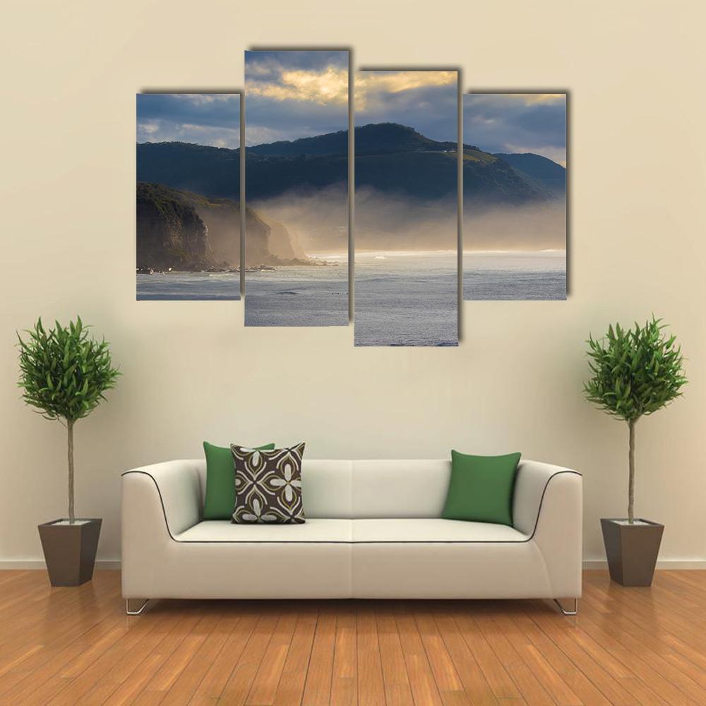 Coast Of Coal Cliff Canvas Wall Art-4 Pop-Gallery Wrap-50" x 32"-Tiaracle