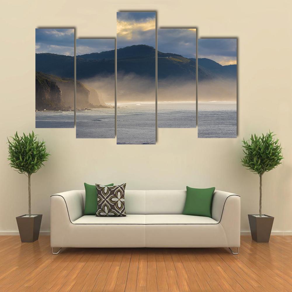Coast Of Coal Cliff Canvas Wall Art-5 Pop-Gallery Wrap-47" x 32"-Tiaracle