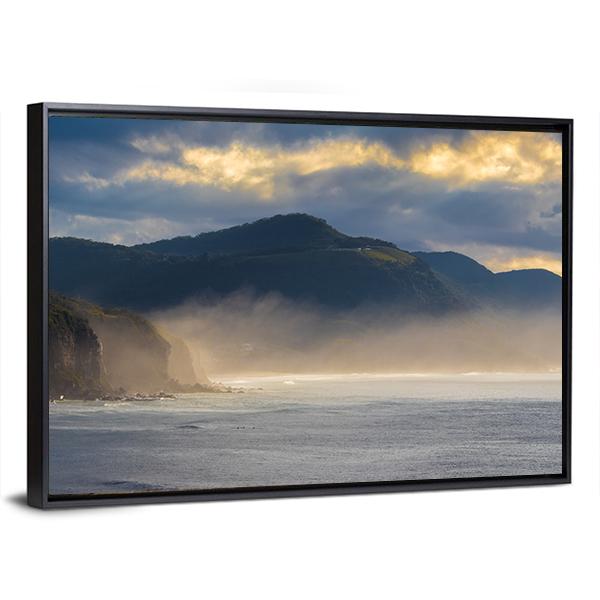 Coast Of Coal Cliff Canvas Wall Art-3 Horizontal-Gallery Wrap-25" x 16"-Tiaracle