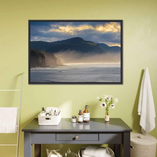 Coast Of Coal Cliff Canvas Wall Art-3 Horizontal-Gallery Wrap-25" x 16"-Tiaracle
