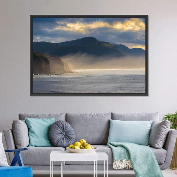 Coast Of Coal Cliff Canvas Wall Art-3 Horizontal-Gallery Wrap-25" x 16"-Tiaracle