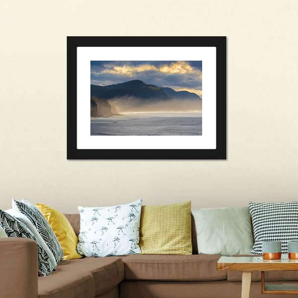 Coast Of Coal Cliff Canvas Wall Art-1 Piece-Framed Print-20" x 16"-Tiaracle