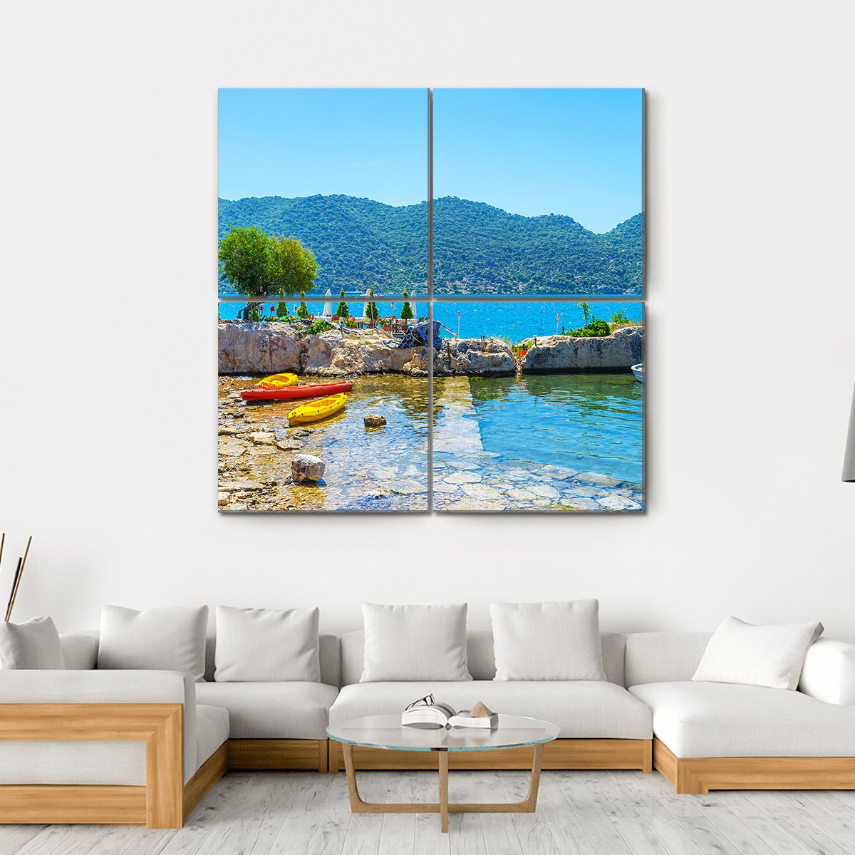 Coast Of Kalekoy Canvas Wall Art-4 Square-Gallery Wrap-17" x 17"-Tiaracle