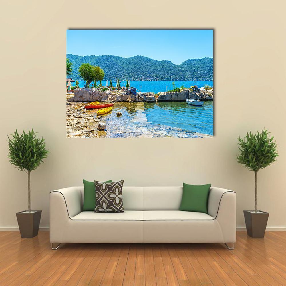 Coast Of Kalekoy Canvas Wall Art-1 Piece-Gallery Wrap-48" x 32"-Tiaracle