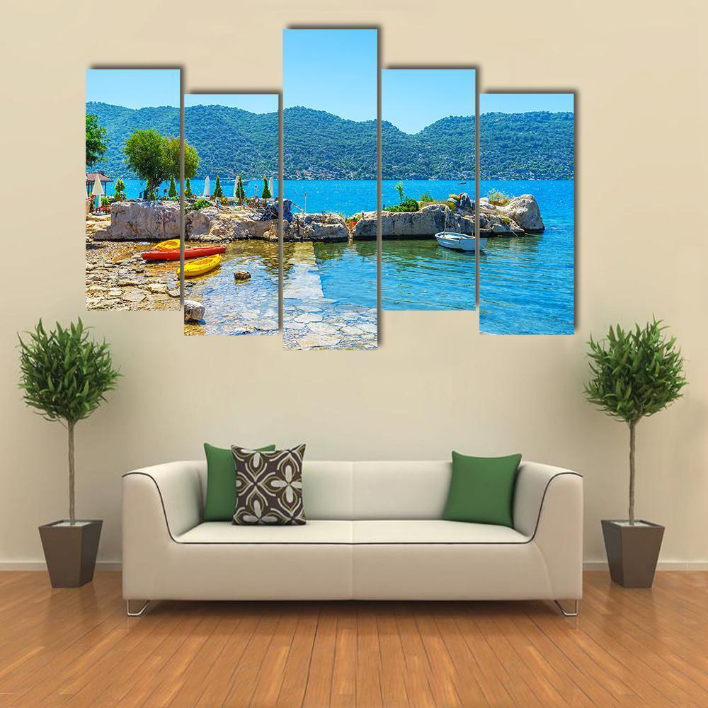 Coast Of Kalekoy Canvas Wall Art-5 Pop-Gallery Wrap-47" x 32"-Tiaracle