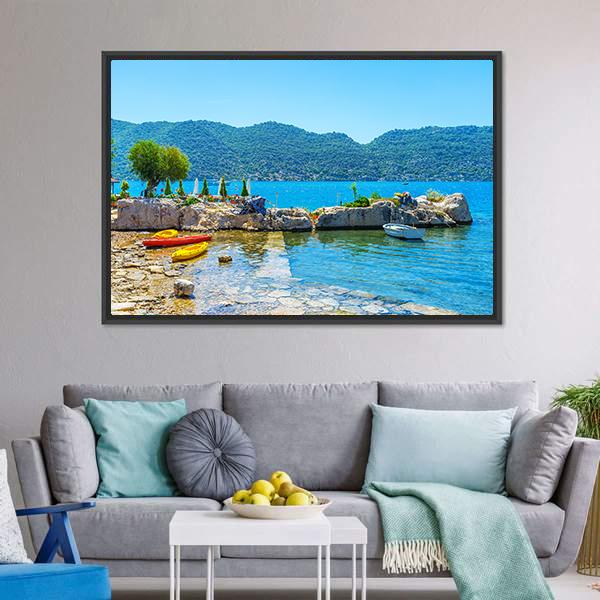 Coast Of Kalekoy Panoramic Canvas Wall Art-1 Piece-36" x 12"-Tiaracle