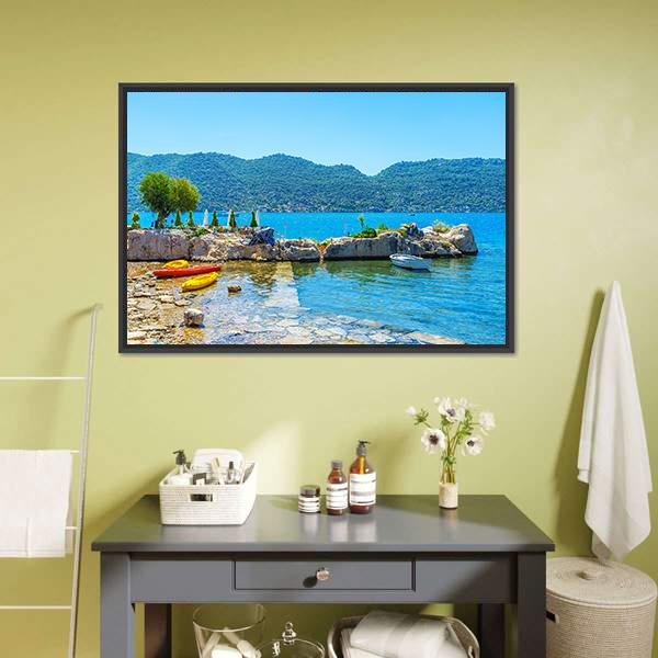 Coast Of Kalekoy Panoramic Canvas Wall Art-1 Piece-36" x 12"-Tiaracle