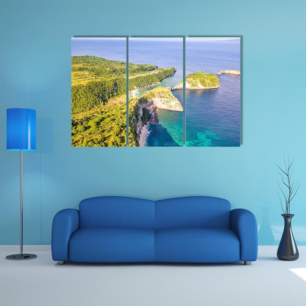 Coast Of Penida Island Canvas Wall Art-3 Horizontal-Gallery Wrap-37" x 24"-Tiaracle