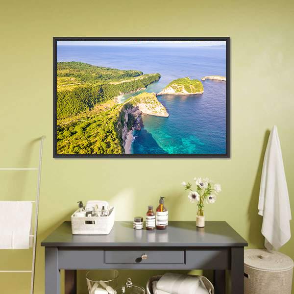 Coast Of Penida Island Canvas Wall Art-3 Horizontal-Gallery Wrap-25" x 16"-Tiaracle