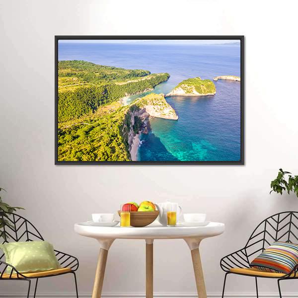 Coast Of Penida Island Canvas Wall Art-1 Piece-Floating Frame-24" x 16"-Tiaracle