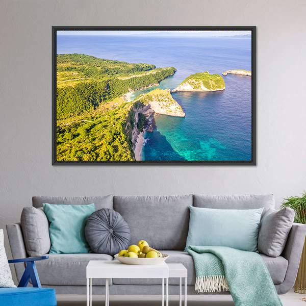 Coast Of Penida Island Canvas Wall Art-3 Horizontal-Gallery Wrap-25" x 16"-Tiaracle