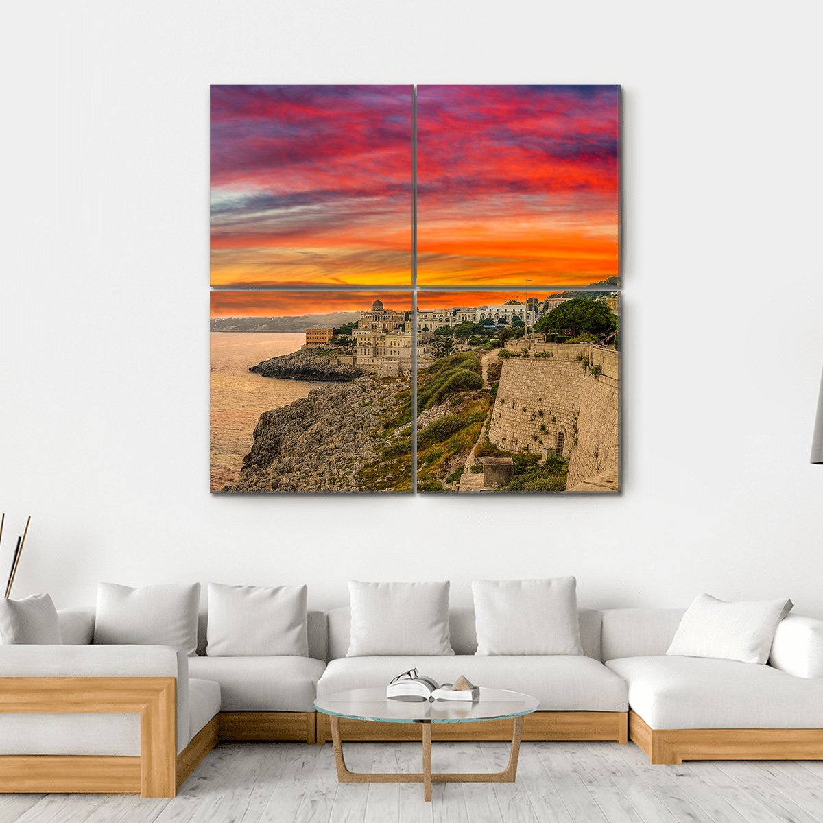 Coast Of The Salento Canvas Wall Art-4 Square-Gallery Wrap-17" x 17"-Tiaracle