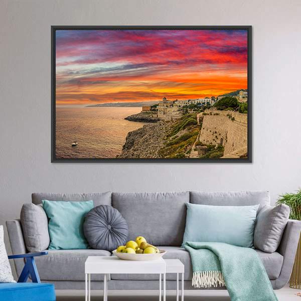 Coast Of The Salento Panoramic Canvas Wall Art-1 Piece-36" x 12"-Tiaracle