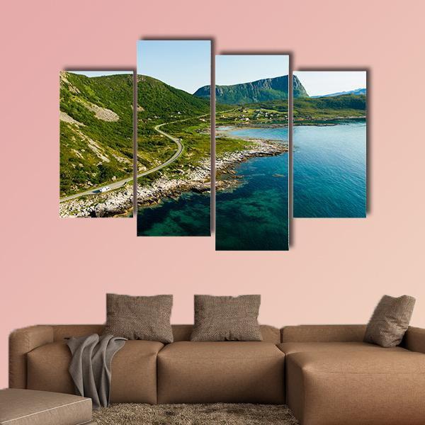 Coast Of Vestvagoy Island Canvas Wall Art-4 Pop-Gallery Wrap-50" x 32"-Tiaracle