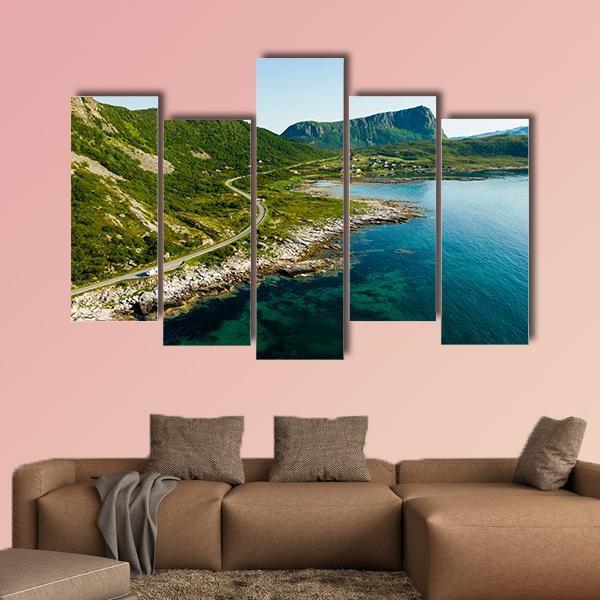 Coast Of Vestvagoy Island Canvas Wall Art-5 Pop-Gallery Wrap-47" x 32"-Tiaracle