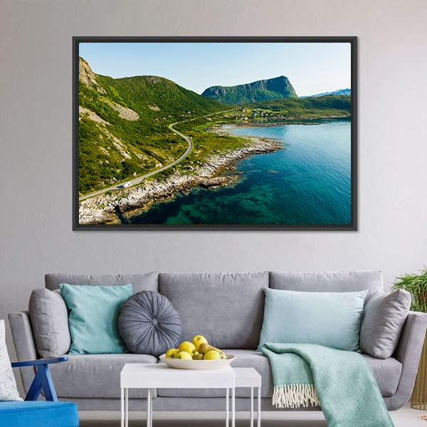 Coast Of Vestvagoy Island Canvas Wall Art-3 Horizontal-Gallery Wrap-25" x 16"-Tiaracle