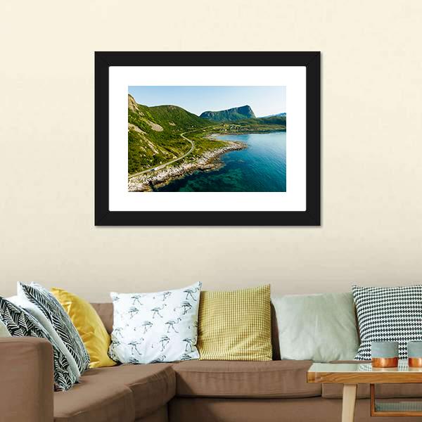 Coast Of Vestvagoy Island Canvas Wall Art-1 Piece-Framed Print-20" x 16"-Tiaracle