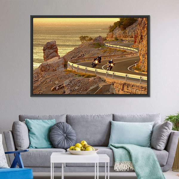 Coast Road Croatia Canvas Wall Art-1 Piece-Floating Frame-36" x 24"-Tiaracle