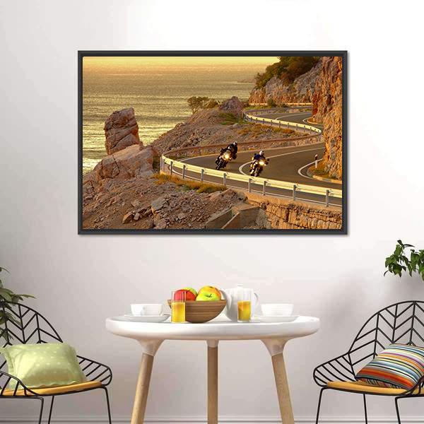 Coast Road Croatia Canvas Wall Art-1 Piece-Floating Frame-24" x 16"-Tiaracle