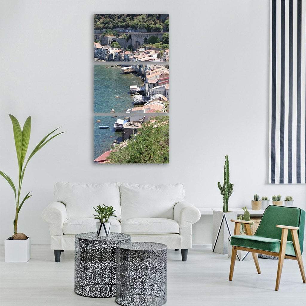 Coast Scilla Calabria Vertical Canvas Wall Art-3 Vertical-Gallery Wrap-12" x 25"-Tiaracle