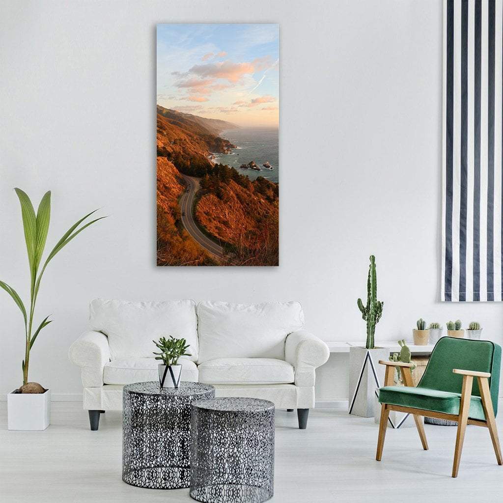 Coastal Highway Vertical Canvas Wall Art-1 Vertical-Gallery Wrap-12" x 24"-Tiaracle