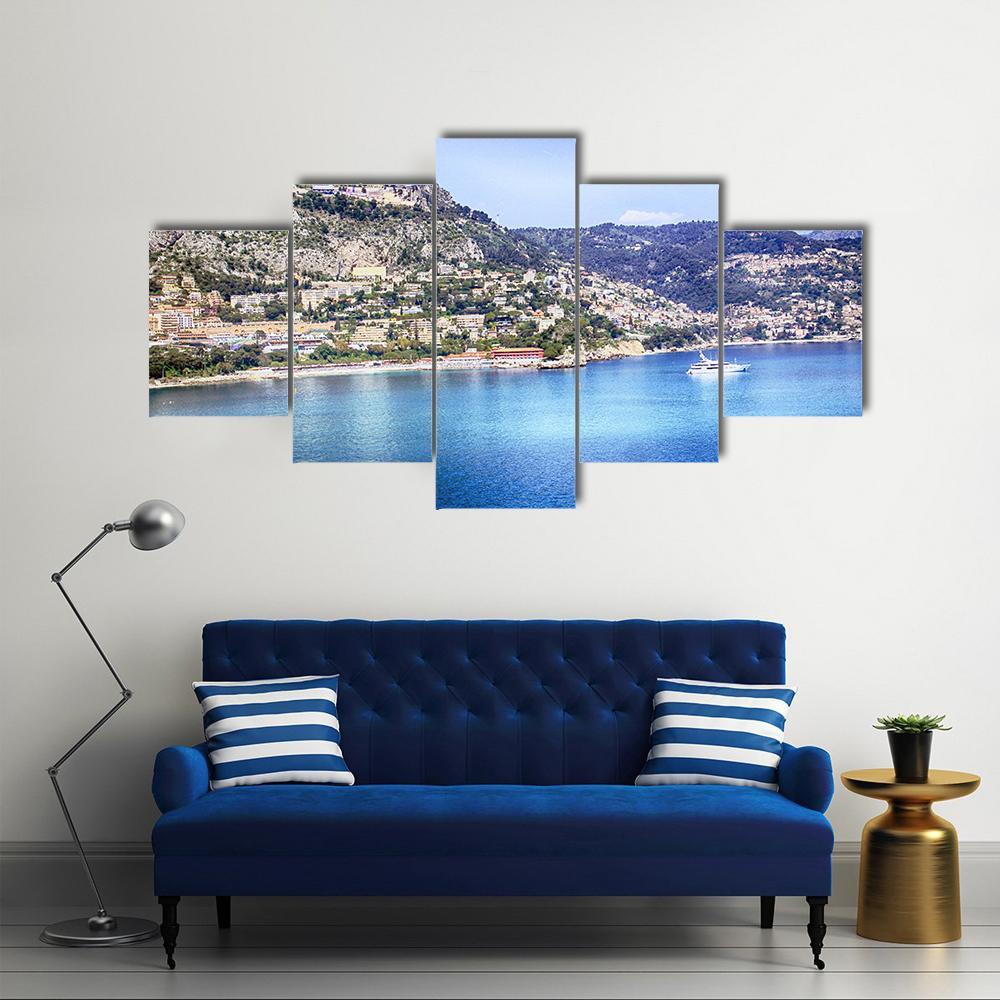 Coastal Hills Of Monte Carlo Canvas Wall Art-5 Star-Gallery Wrap-62" x 32"-Tiaracle
