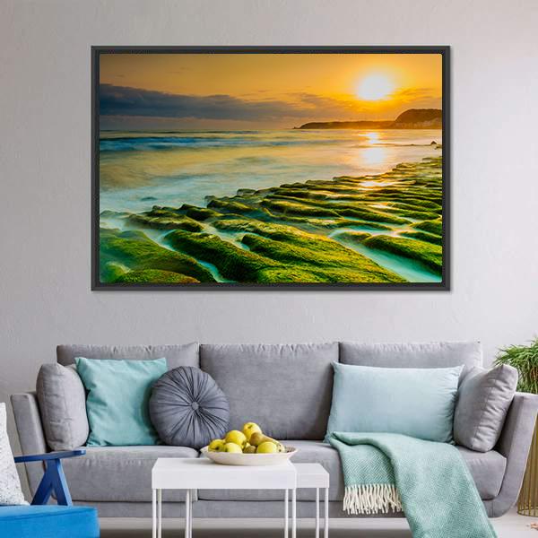 Coastal Stone Trench Of Laomei Coast In Taipei Taiwan Canvas Wall Art-1 Piece-Floating Frame-36" x 24"-Tiaracle