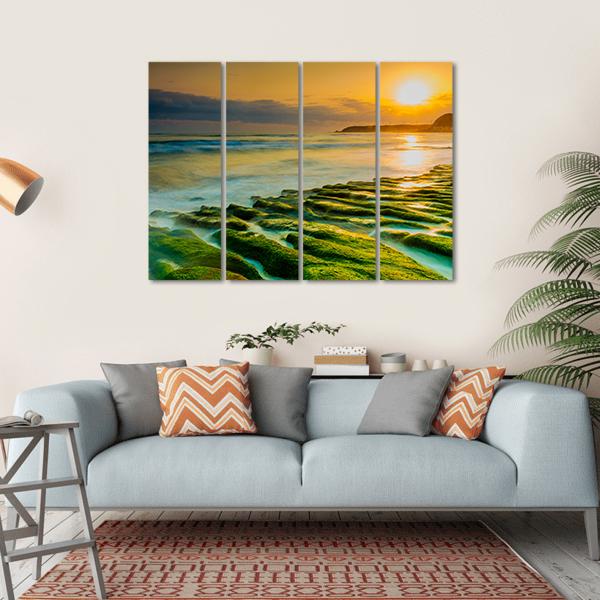 Coastal Stone Trench Of Laomei Coast In Taipei Taiwan Canvas Wall Art-4 Horizontal-Gallery Wrap-34" x 24"-Tiaracle