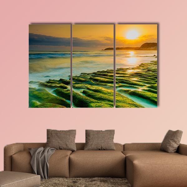 Coastal Stone Trench Of Laomei Coast In Taipei Taiwan Canvas Wall Art-3 Horizontal-Gallery Wrap-37" x 24"-Tiaracle