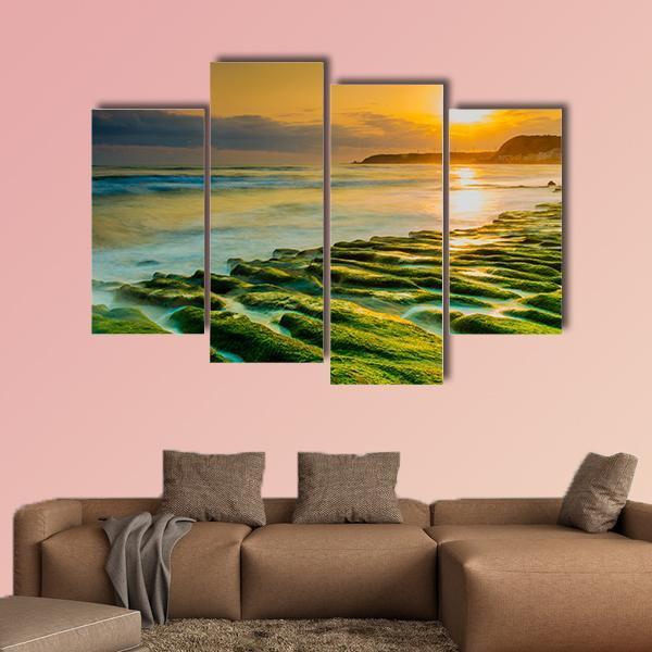 Coastal Stone Trench Of Laomei Coast In Taipei Taiwan Canvas Wall Art-4 Pop-Gallery Wrap-50" x 32"-Tiaracle