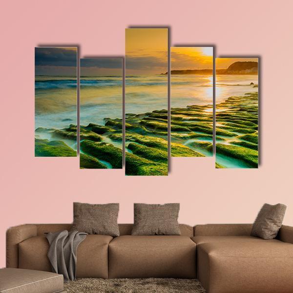 Coastal Stone Trench Of Laomei Coast In Taipei Taiwan Canvas Wall Art-5 Pop-Gallery Wrap-47" x 32"-Tiaracle