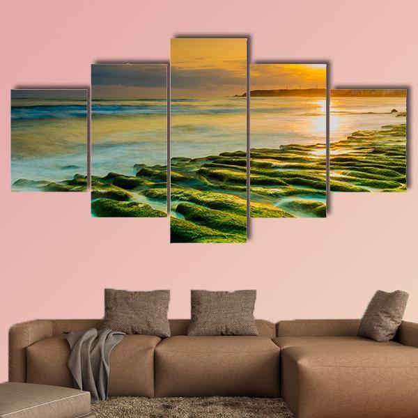 Coastal Stone Trench Of Laomei Coast In Taipei Taiwan Canvas Wall Art-5 Star-Gallery Wrap-62" x 32"-Tiaracle