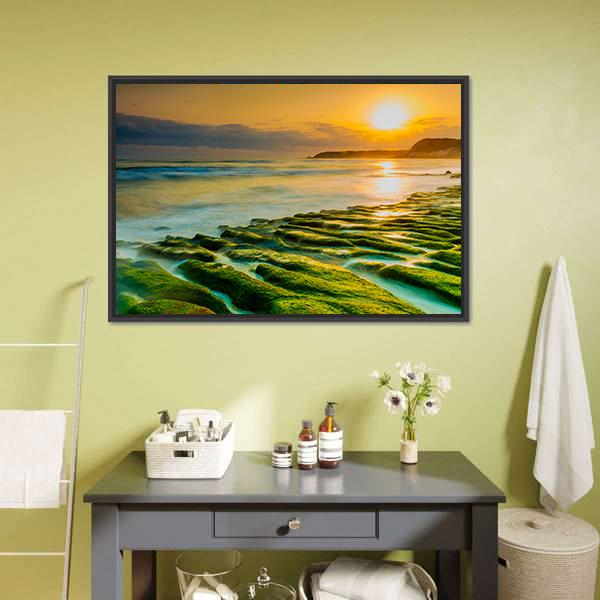 Coastal Stone Trench Of Laomei Coast In Taipei Taiwan Canvas Wall Art-3 Horizontal-Gallery Wrap-25" x 16"-Tiaracle
