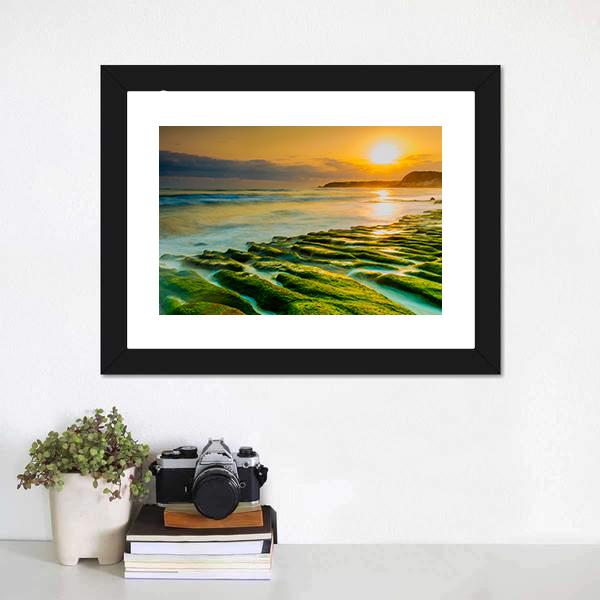 Coastal Stone Trench Of Laomei Coast In Taipei Taiwan Canvas Wall Art-3 Horizontal-Gallery Wrap-25" x 16"-Tiaracle